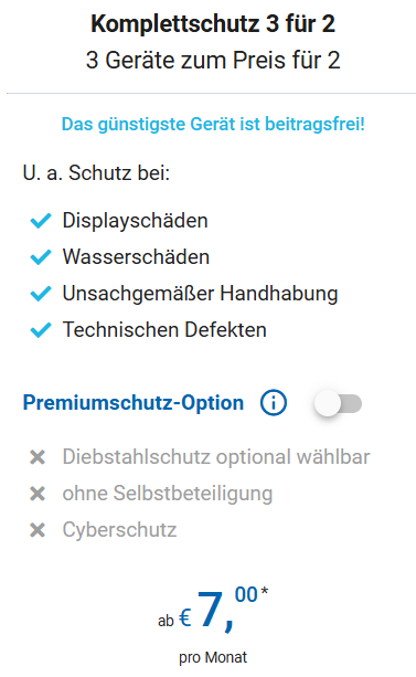 Preisbeispiel Wertgarantie 3 für 2